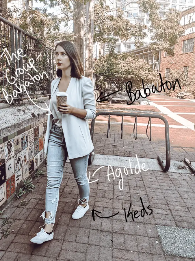 blazer and sneakers outfit